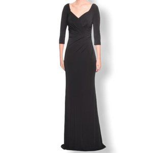 La Femme 3/4 Sleeve Long Jersey Column Dress- 14